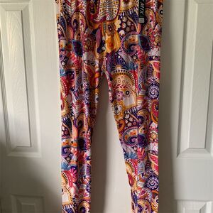 New Mix Women's Paisley‎ Print Leggings 3XL Plus Size Multicolor